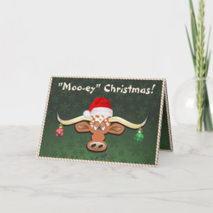 Komische Longhorn-Steer-Weihnachtskarte Feiertagskarte