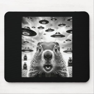 Komische Murmeltiere Selfie mit außerirdischem UFO Mousepad
