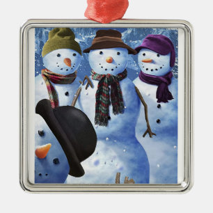 **KOMISCHE SCHNEEMÄNNER** LUSTIGER WEIHNACHTS- SCH ORNAMENT AUS METALL