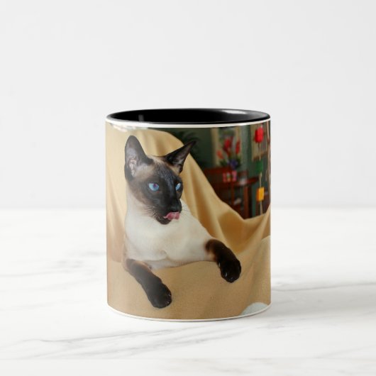 Komischer die Siegel-Punkt-siamesische Katze, die Zweifarbige Tasse (Mittel)