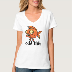 Komischer Fisch Eigenartiger Lustiger Oranger Gold T-Shirt