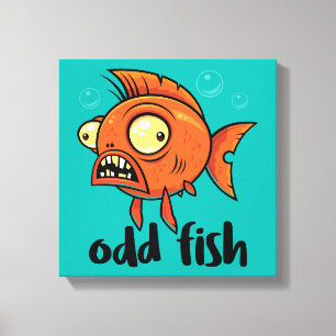 Komischer Fisch Skurriler Lustiger Orange Goldfisc Leinwanddruck