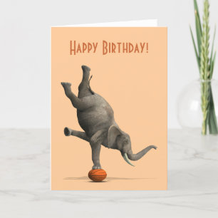 Komischer künstlerischer Elefant auf Basketball Karte