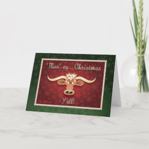 Komischer Longhorn-Stier Feiertagskarte