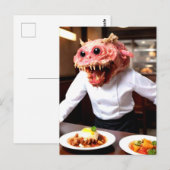 Komischer lustiger Monster Kellner Postkarte (Vorne/Hinten)