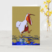 Komischer marschierender Pelikan Karte (Gelbe Blume)