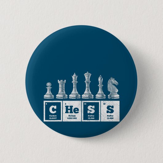 Komischer Schachspieler Geek periodische Systemche Button (Vorderseite)