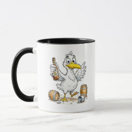 Komischer Tanz der Vögel um das Fass Tasse
