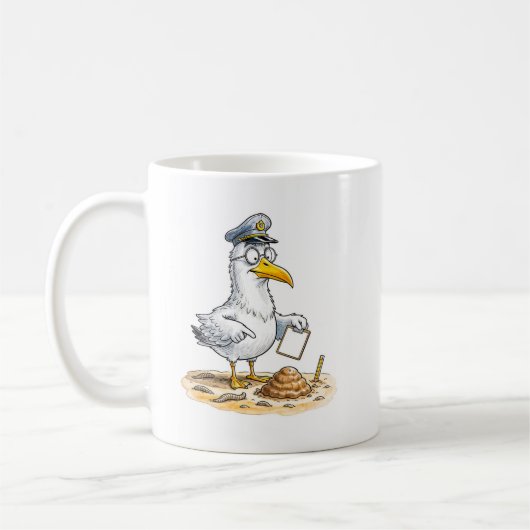 Komischer Vogelwurm-Inspektor Kaffeetasse (Links)
