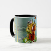 komisches MU mit dem Frosch, der Cello spielt Tasse (Vorderseite Links)