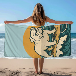 Komm an Bord Surfer Hund Retro Bulldogge Surf Graf Strandtuch