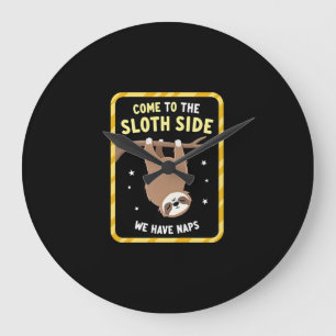 Komm auf die Faultier-Seite T-Shirt - Lustiger Fau Große Wanduhr