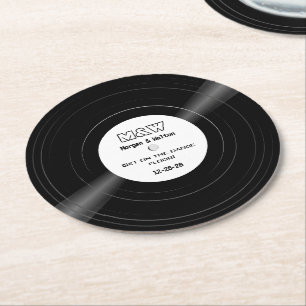 Komm auf die Tanzfläche! Vinyl Record Monogram Runder Pappuntersetzer