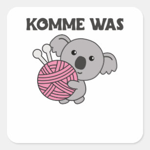 Komm auf, was Wolle Strick Niedlich Koala mit Woll Quadratischer Aufkleber