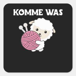 Komm auf, was Wolle Strick Sweet Sheep mit Wolle Quadratischer Aufkleber