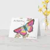 Komm bald! Schmetterling und Blume Karte (Gelbe Blume)