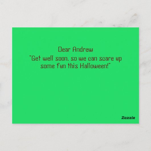 "Komm bald wieder gut, damit wir uns Spaß machen k Postkarte (Rückseite)
