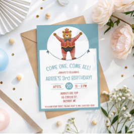 Komm eins, komm alle! Circus Bear Birthday Party Einladung