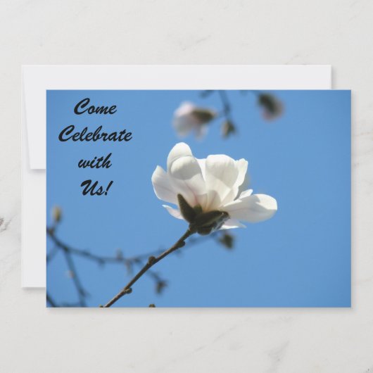 Komm feiern mit uns! Einladungen Blau weiß (Vorderseite)