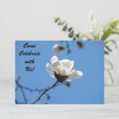 Komm feiern mit uns! Einladungen Blau weiß (Stehend Vorderseite)