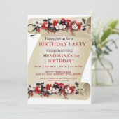 Komm feiern mit uns unseren glücklichen Geburtstag Einladung (Stehend Vorderseite)