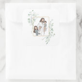 Komm, folge mir - Jesus mit Kindern Quadratischer Aufkleber (Tasche)