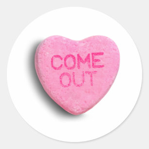 Komm heraus Candy Heart Runder Aufkleber