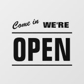 Komm herein, wir sind offen Shop statisch transpar Fensteraufkleber (Blatt)