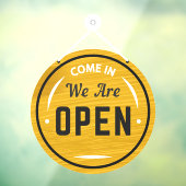 Komm herein, wir sind offene Imitate, die aus Holz Fensteraufkleber (Blatt 3)