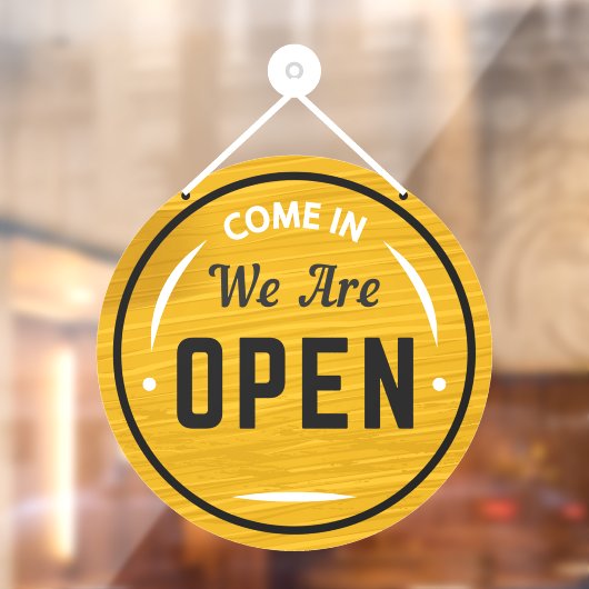 Komm herein, wir sind offene Imitate, die aus Holz Fensteraufkleber (Blatt 2)