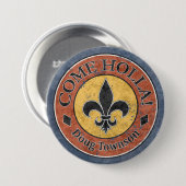 Komm, Holla! Fleur-de-lis-Circle-Logo Button (Vorne & Hinten)