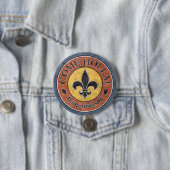 Komm, Holla! Fleur-de-lis-Circle-Logo Button (Beispiel)