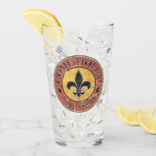 Komm, Holla! Fleur-de-lis-Circle-Logo Glas (Vorderseite Ice)