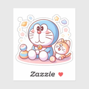 Komm Komm Katze und Doraemon Aufkleber