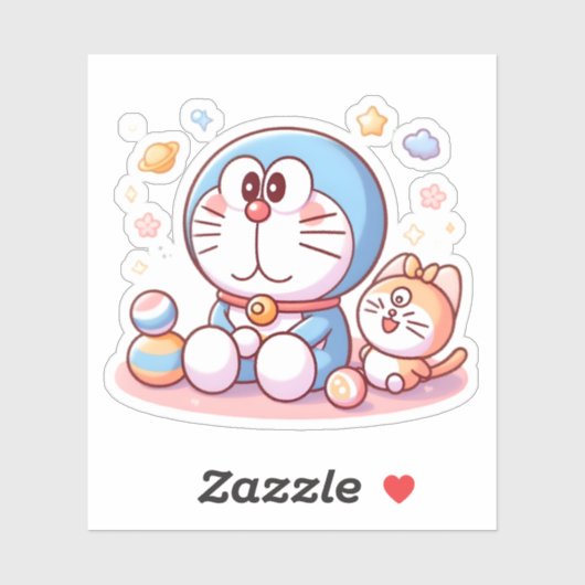 Komm Komm Katze und Doraemon Aufkleber (Blatt)