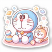 Komm Komm Katze und Doraemon Aufkleber (Vorderseite)