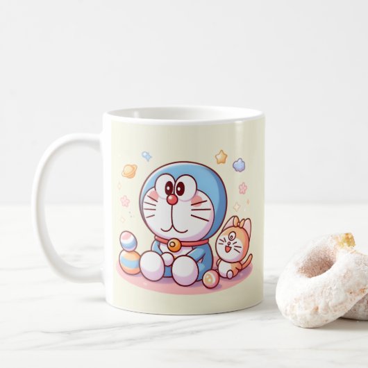 Komm Komm Katze und Doraemon Kaffeetasse (Mit Donut)