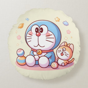 Komm Komm Katze und Doraemon Rundes Kissen