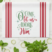 Komm, Lass uns Adore Ihm Geschirrtuch (Gefaltet)