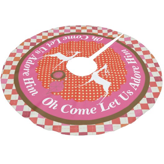 Komm, Lass uns Adore Ihm Tree Skirt Polyester Weihnachtsbaumdecke (Schrägansicht)