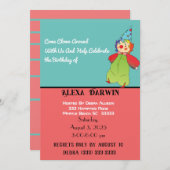 Komm mit Alexa Darwin Clown herum! Einladung (Vorne/Hinten)