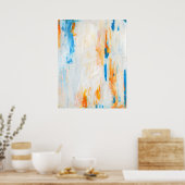 "Komm Naher" Aquamarine und orange Abstrakte Kunst Poster (Küche)