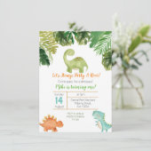 Komm Party wie ein Dinosaurier-Geburtstag Einladung (Stehend Vorderseite)