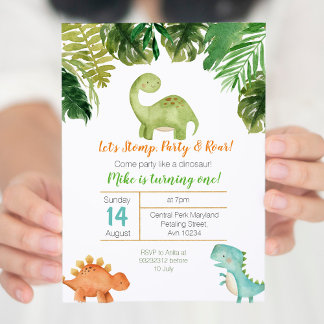 Komm Party wie ein Dinosaurier-Geburtstag Einladung
