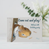 Komm raus und spiele Guinea Party Einladung (Stehend Vorderseite)