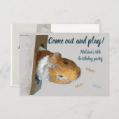 Komm raus und spiele Guinea Party Einladung (Vorne/Hinten)