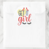 Komm schon, Mädchen! Ermächtigung von Frauen Runder Aufkleber (Tasche)