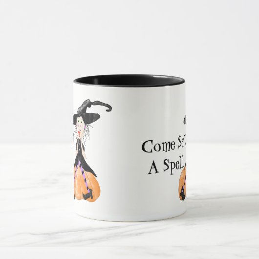 Komm, setz eine Zauberhexe Halloween-Tasse Tasse (Zentrum)