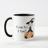 Komm, setz eine Zauberhexe Halloween-Tasse Tasse (Links)
