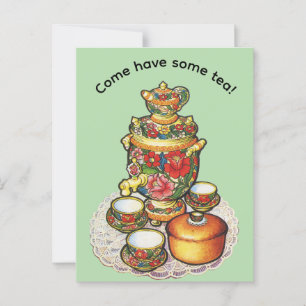 Komm, trinke Tee! Postkarte